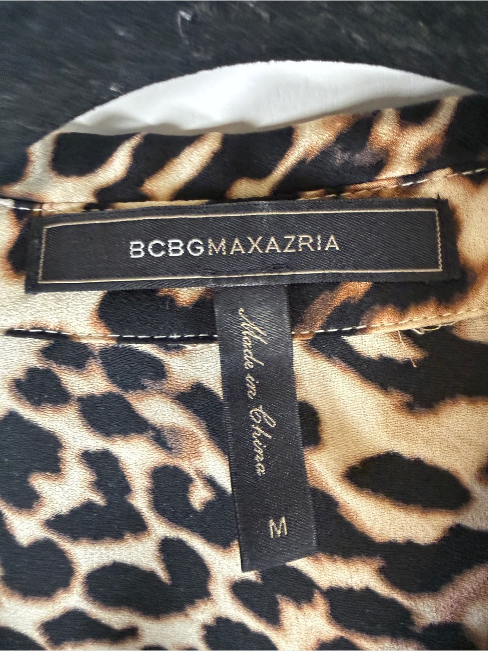 BCBGMaxAzria Leopard-Print Long Sleeve Maxi Shirt Dress Women’s Medium - Picture 3 of 7